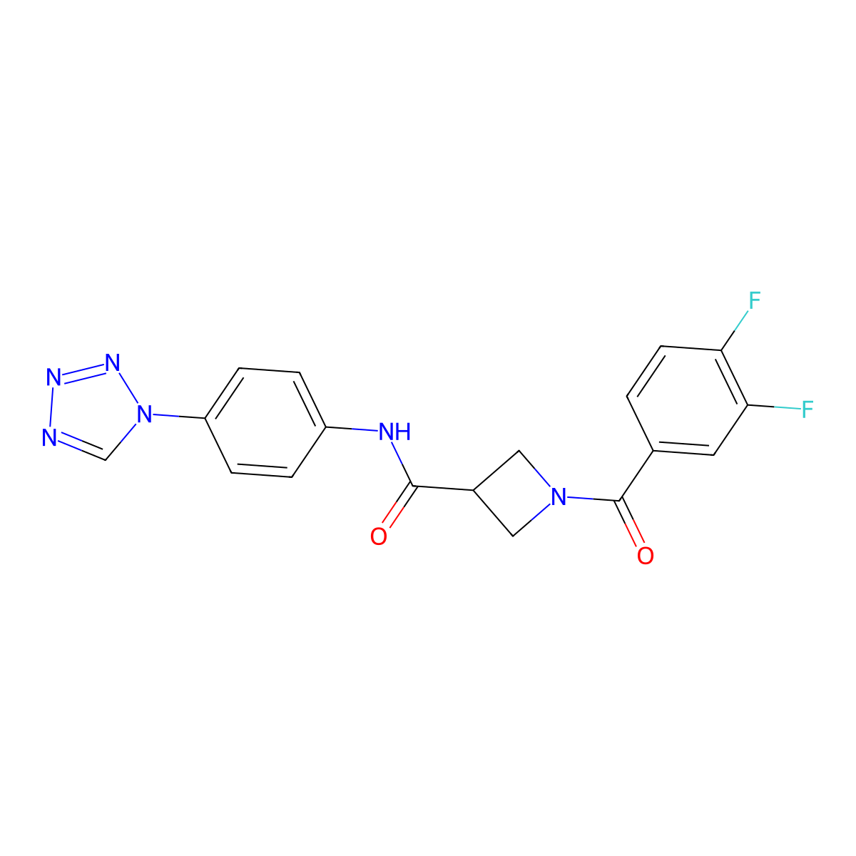 N-(4-(1H-tetrazol-1-yl)phenyl)-1-(3,4-difluorobenzoyl)azetidine-3-carboxamide molecular structure, CAS 1448030-67-8