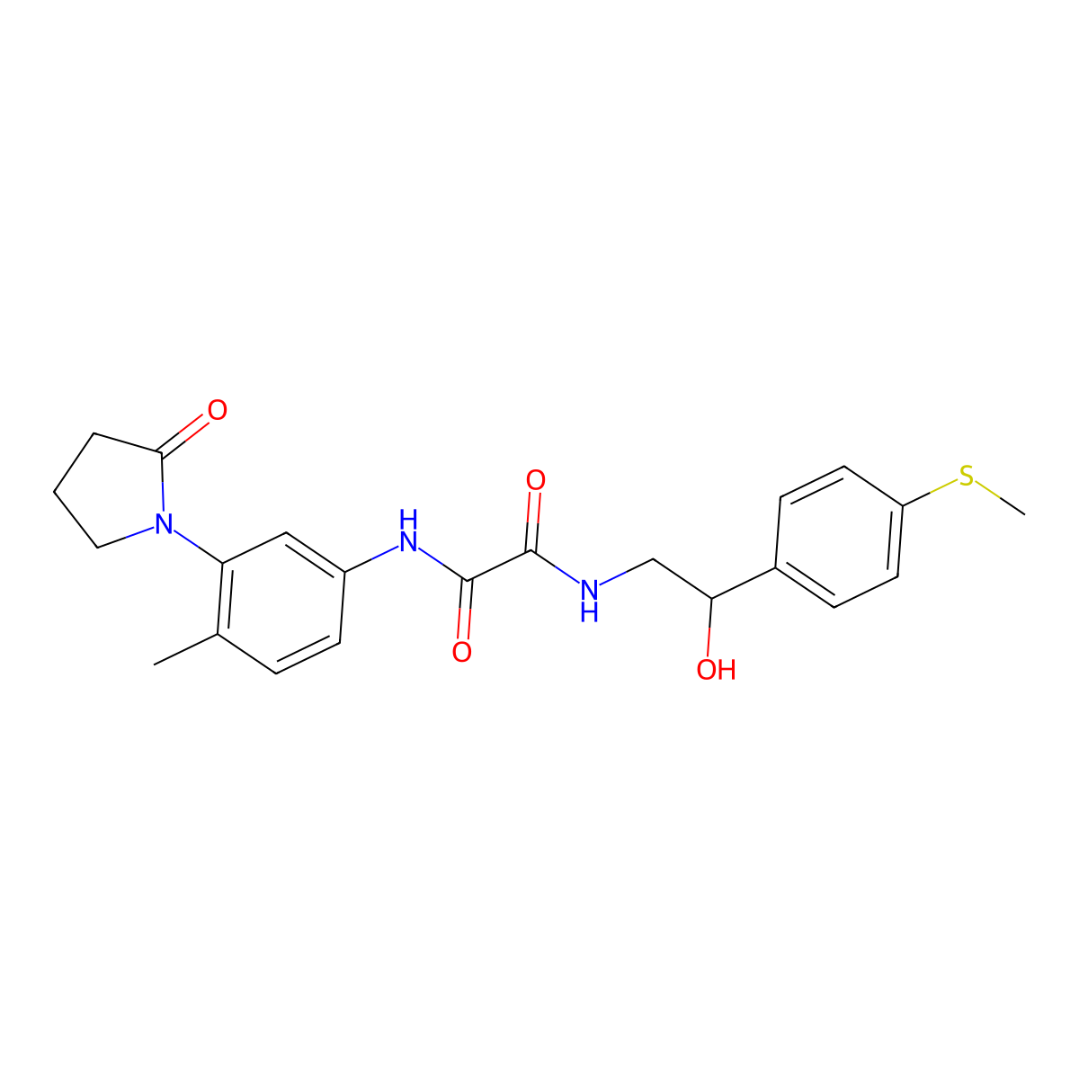 N1-(2-hydroxy-2-(4-(methylthio)phenyl)ethyl)-N2-(4-methyl-3-(2-oxopyrrolidin-1-yl)phenyl)oxalamide molecular structure, CAS 1448030-69-0