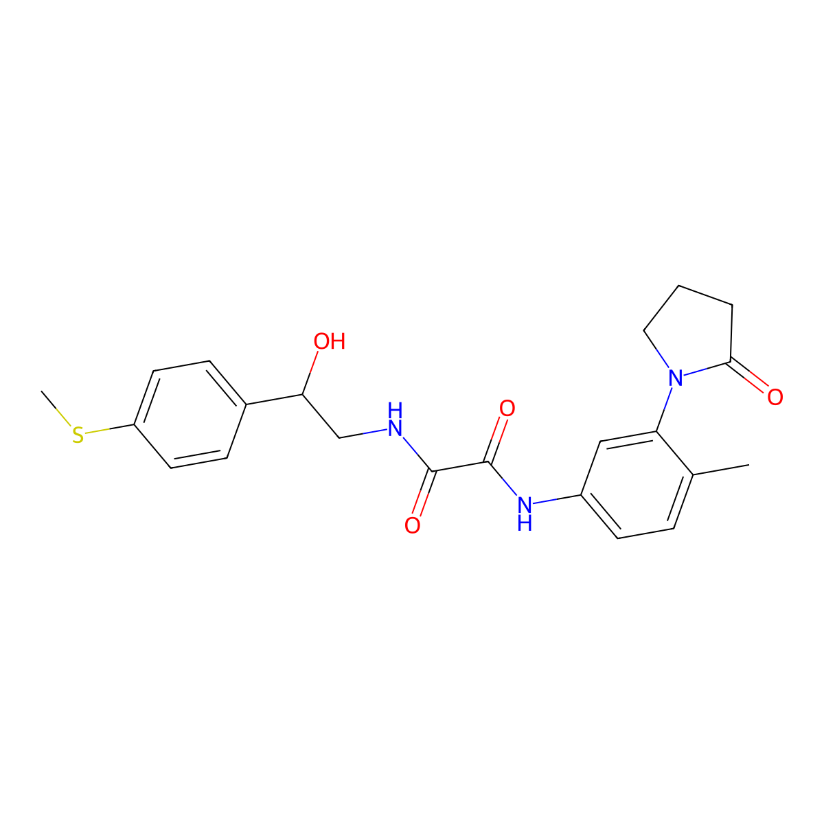N1-(2-hydroxy-2-(4-(methylthio)phenyl)ethyl)-N2-(4-methyl-3-(2-oxopyrrolidin-1-yl)phenyl)oxalamide molecular structure, CAS 1448030-69-0