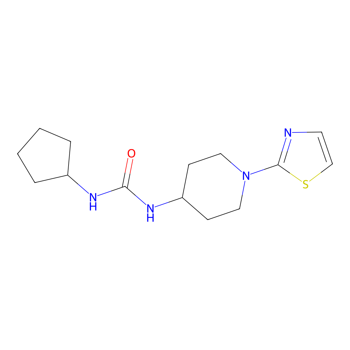 1-Cyclopentyl-3-(1-(thiazol-2-yl)piperidin-4-yl)urea molecular structure, CAS 1448030-72-5