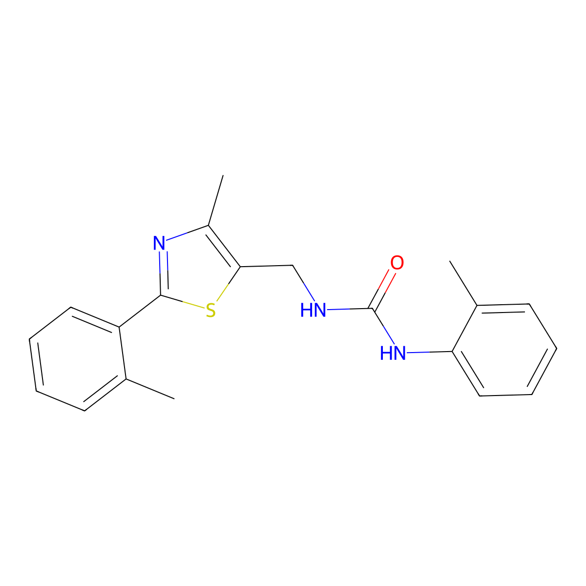 1-((4-Methyl-2-(o-tolyl)thiazol-5-yl)methyl)-3-(o-tolyl)urea molecular structure, CAS 1448030-85-0