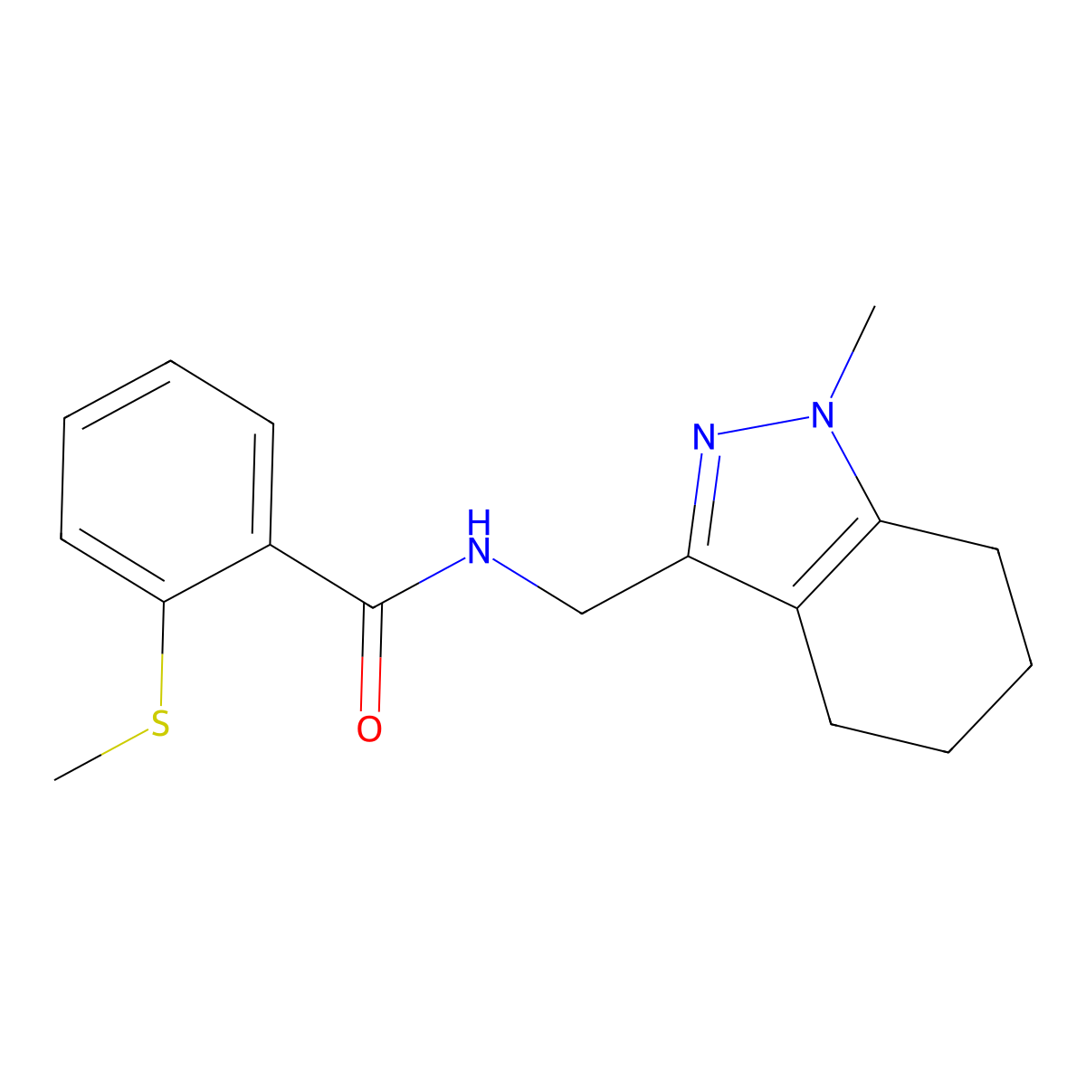 N-[(1-methyl-4,5,6,7-tetrahydro-1H-indazol-3-yl)methyl]-2-(methylsulfanyl)benzamide molecular structure, CAS 1448030-86-1