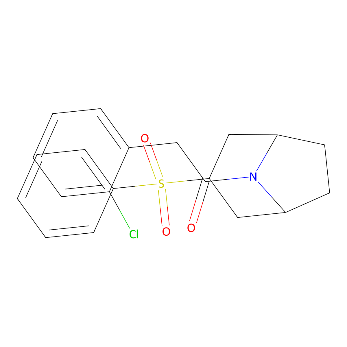 2-(2-chlorophenyl)-1-((1R,5S)-3-(phenylsulfonyl)-8-azabicyclo[3.2.1]octan-8-yl)ethanone molecular structure, CAS 1448030-87-2