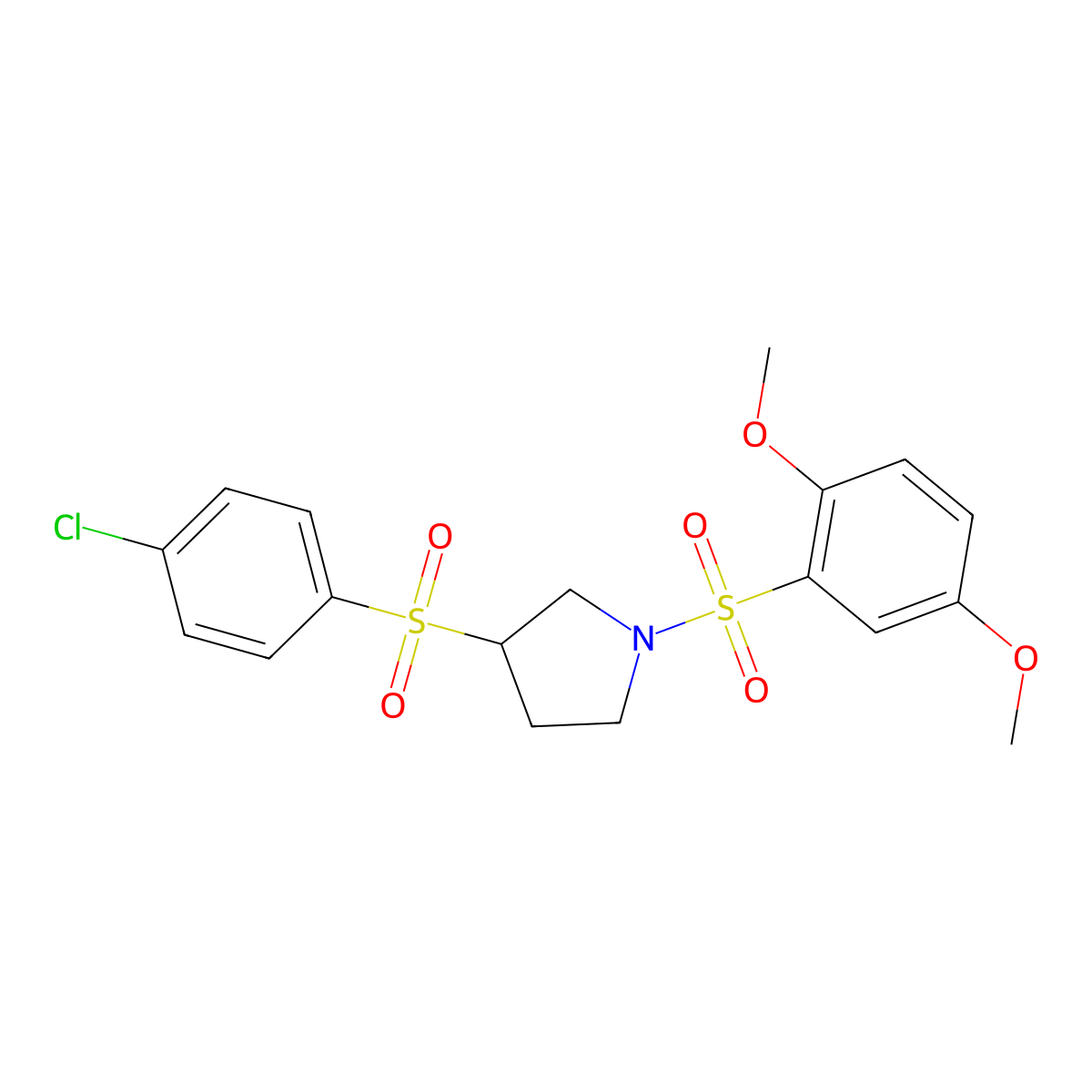 3-((4-Chlorophenyl)sulfonyl)-1-((2,5-dimethoxyphenyl)sulfonyl)pyrrolidine molecular structure, CAS 1448030-90-7