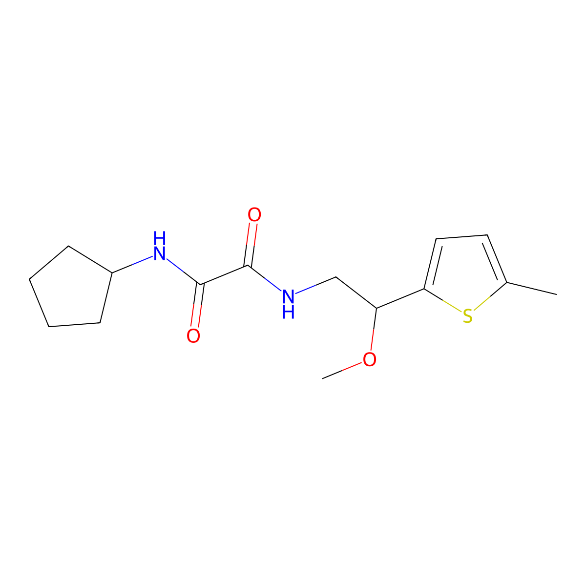 N1-cyclopentyl-N2-(2-methoxy-2-(5-methylthiophen-2-yl)ethyl)oxalamide molecular structure, CAS 1448030-95-2