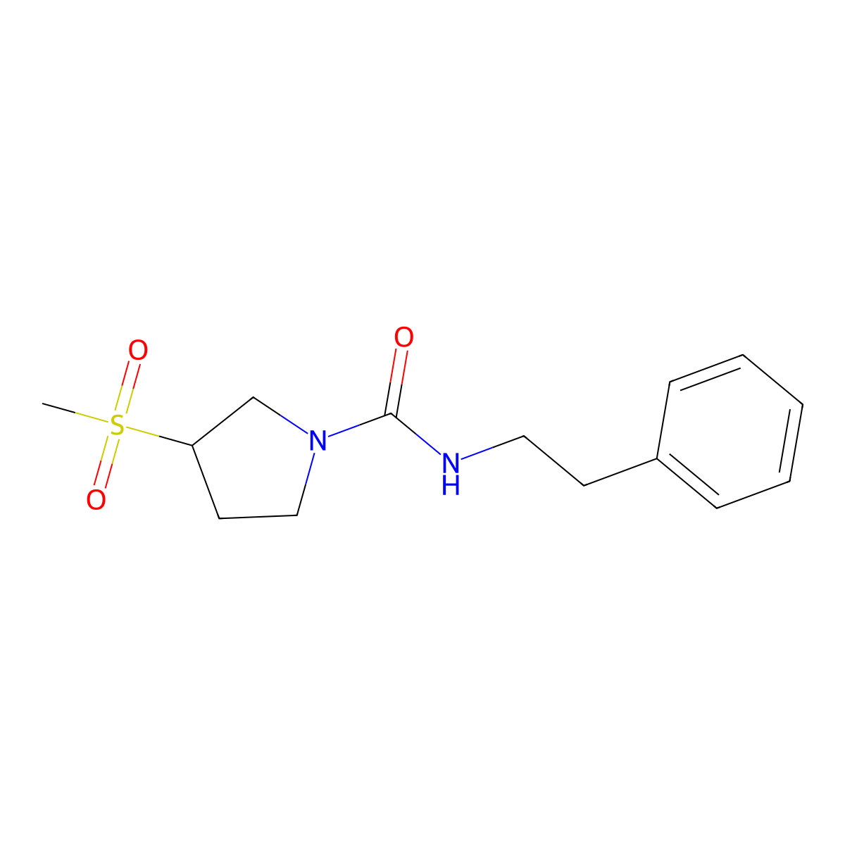 3-(methylsulfonyl)-N-phenethylpyrrolidine-1-carboxamide molecular structure, CAS 1448030-96-3