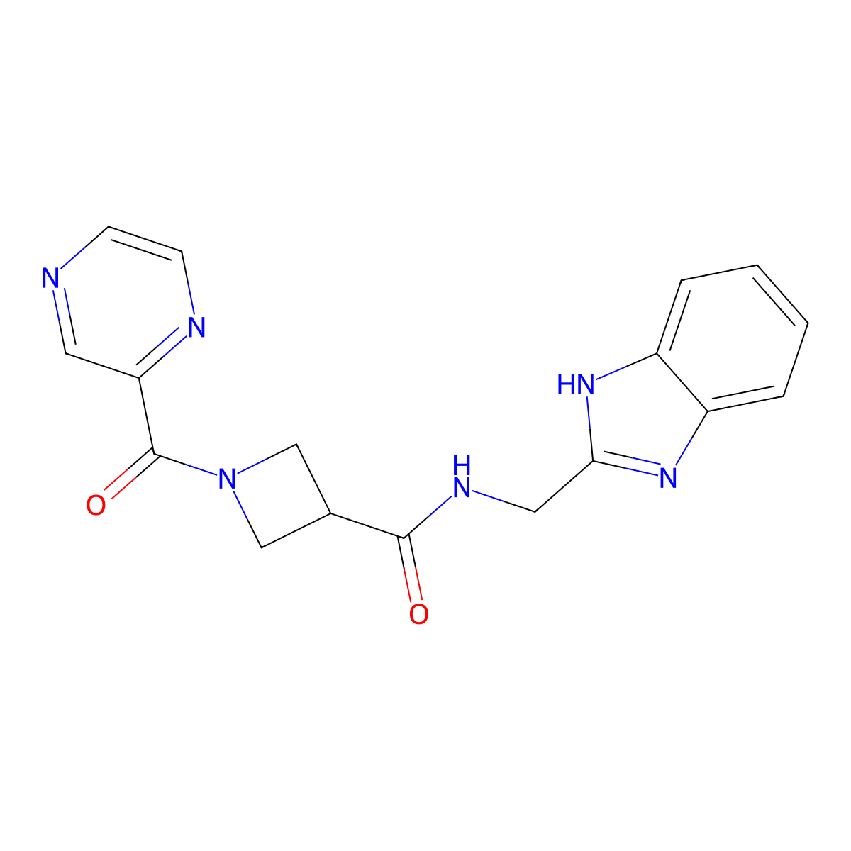 N-((1H-benzo[d]imidazol-2-yl)methyl)-1-(pyrazine-2-carbonyl)azetidine-3-carboxamide molecular structure, CAS 1448030-98-5