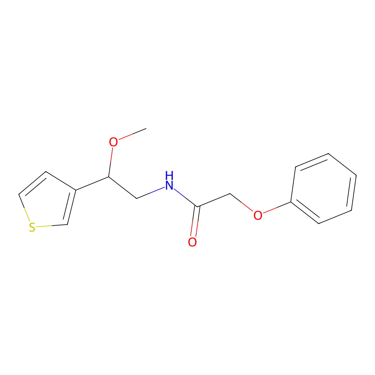 N-[2-Methoxy-2-(thiophen-3-YL)ethyl]-2-phenoxyacetamide molecular structure, CAS 1448030-99-6