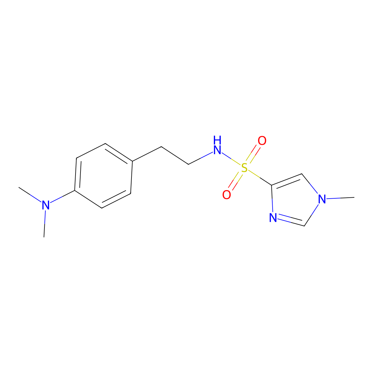 N-(4-(dimethylamino)phenethyl)-1-methyl-1H-imidazole-4-sulfonamide molecular structure, CAS 1448031-01-3
