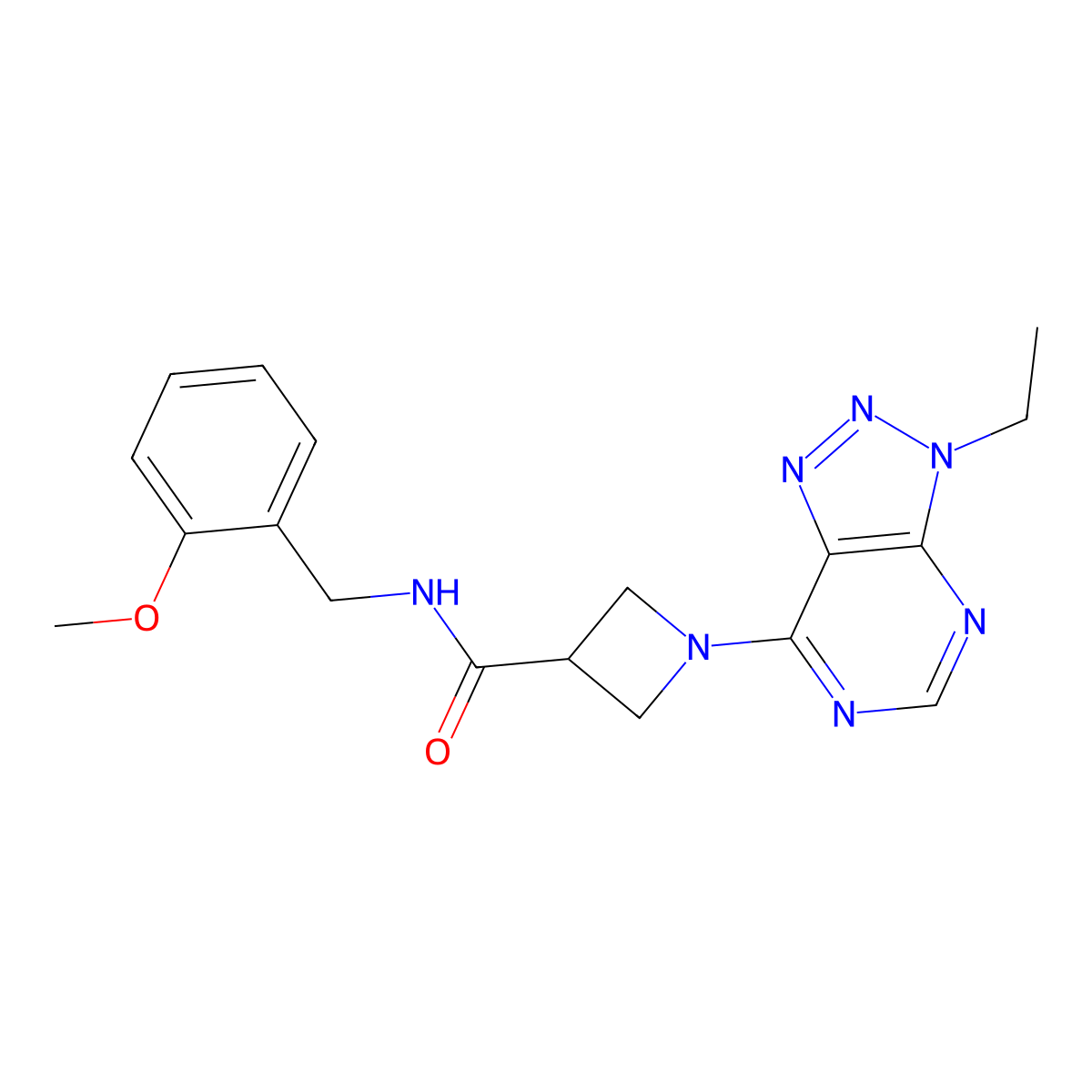 1-(3-ethyl-3H-[1,2,3]triazolo[4,5-d]pyrimidin-7-yl)-N-(2-methoxybenzyl)azetidine-3-carboxamide molecular structure, CAS 1448031-02-4