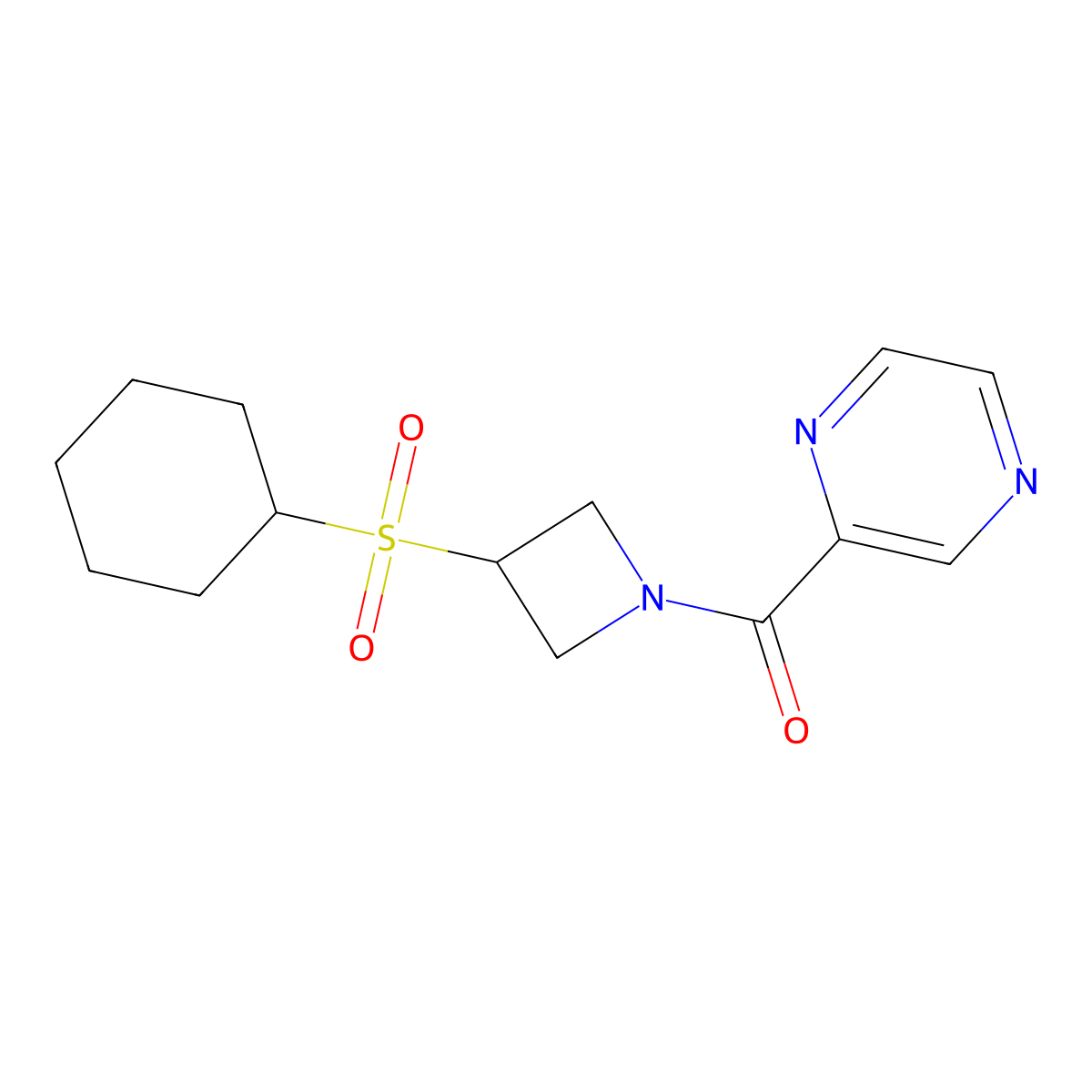 (3-(Cyclohexylsulfonyl)azetidin-1-yl)(pyrazin-2-yl)methanone molecular structure, CAS 1448031-05-7