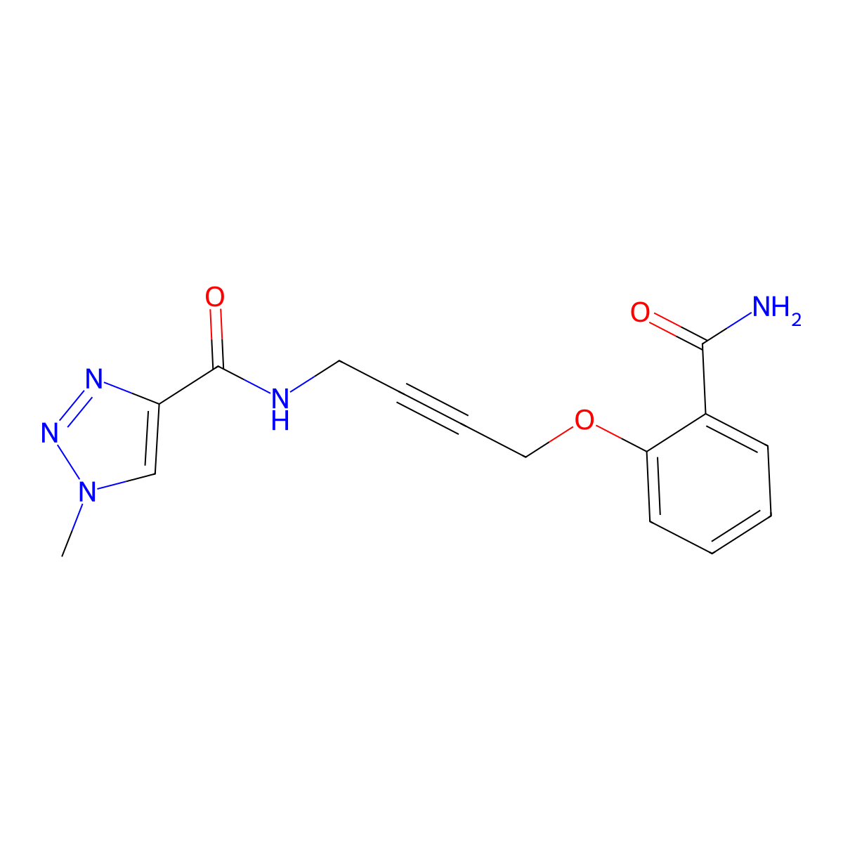 N-[4-(2-carbamoylphenoxy)but-2-yn-1-yl]-1-methyl-1H-1,2,3-triazole-4-carboxamide molecular structure, CAS 1448031-07-9