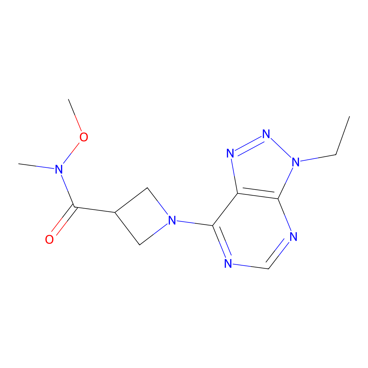 1-{3-ethyl-3H-[1,2,3]triazolo[4,5-d]pyrimidin-7-yl}-N-methoxy-N-methylazetidine-3-carboxamide molecular structure, CAS 1448031-11-5