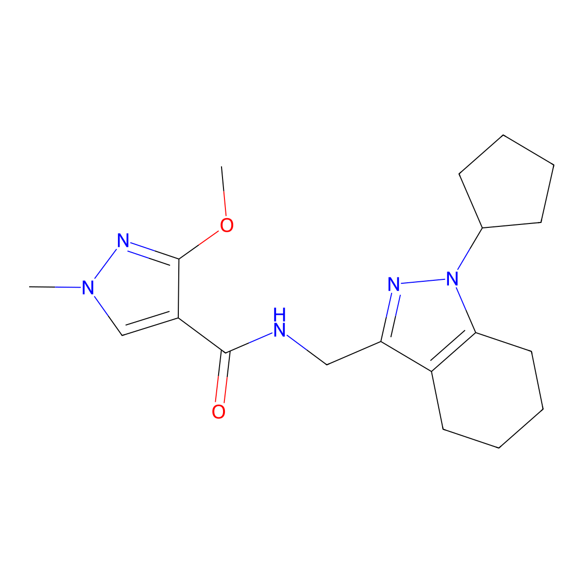 N-[(1-cyclopentyl-4,5,6,7-tetrahydro-1H-indazol-3-yl)methyl]-3-methoxy-1-methyl-1H-pyrazole-4-carboxamide molecular structure, CAS 1448031-13-7