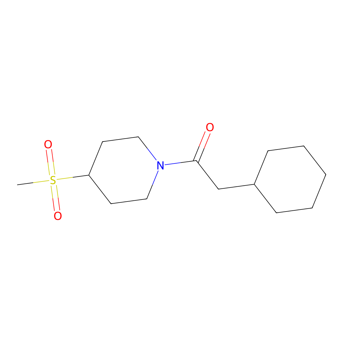 2-Cyclohexyl-1-(4-(methylsulfonyl)piperidin-1-yl)ethanone molecular structure, CAS 1448031-15-9