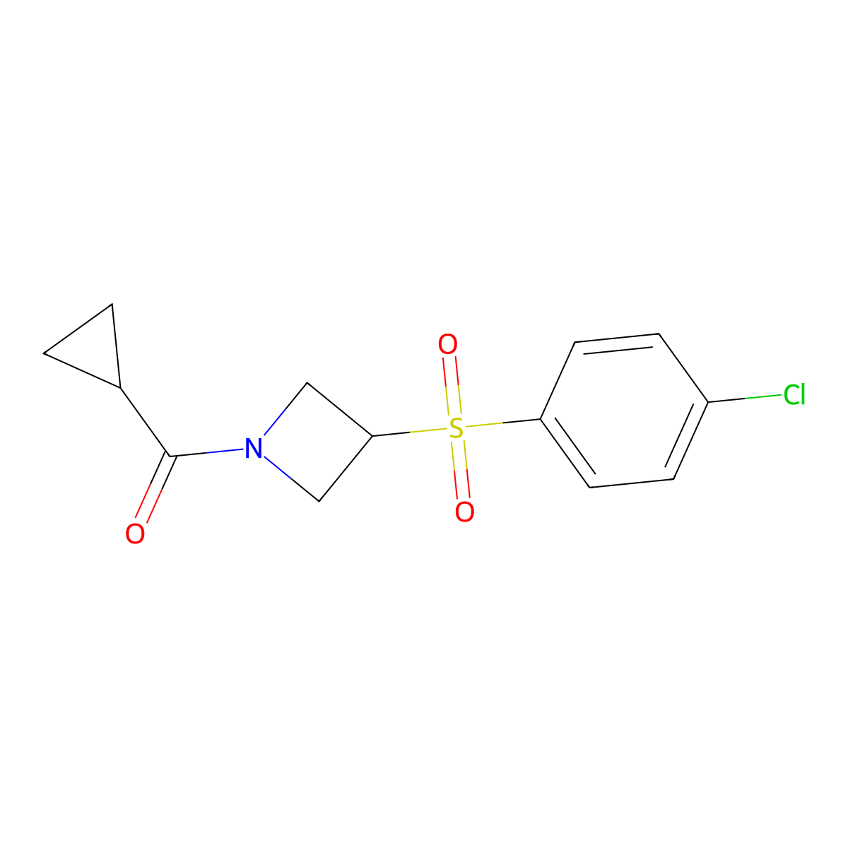 (3-((4-Chlorophenyl)sulfonyl)azetidin-1-yl)(cyclopropyl)methanone molecular structure, CAS 1448031-16-0