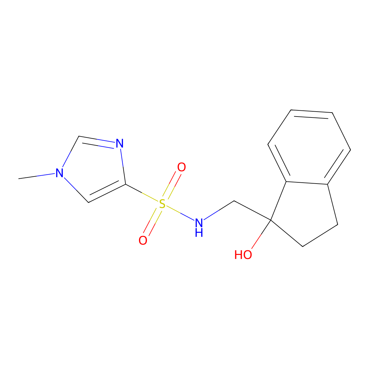 N-[(1-hydroxy-2,3-dihydro-1H-inden-1-yl)methyl]-1-methyl-1H-imidazole-4-sulfonamide molecular structure, CAS 1448031-17-1