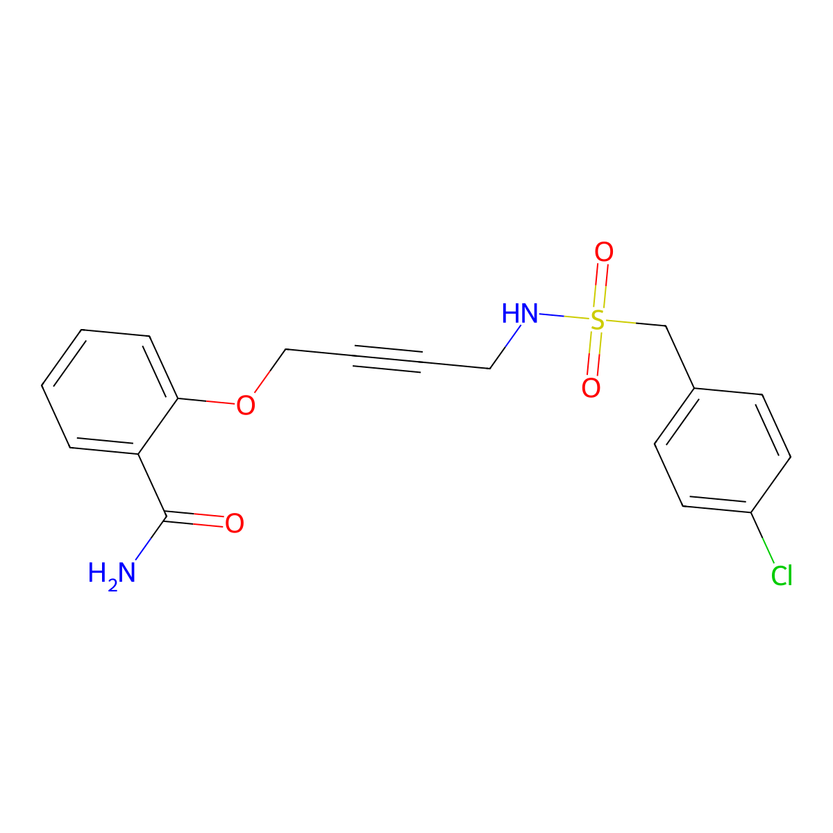 2-((4-((4-Chlorophenyl)methylsulfonamido)but-2-yn-1-yl)oxy)benzamide molecular structure, CAS 1448031-19-3