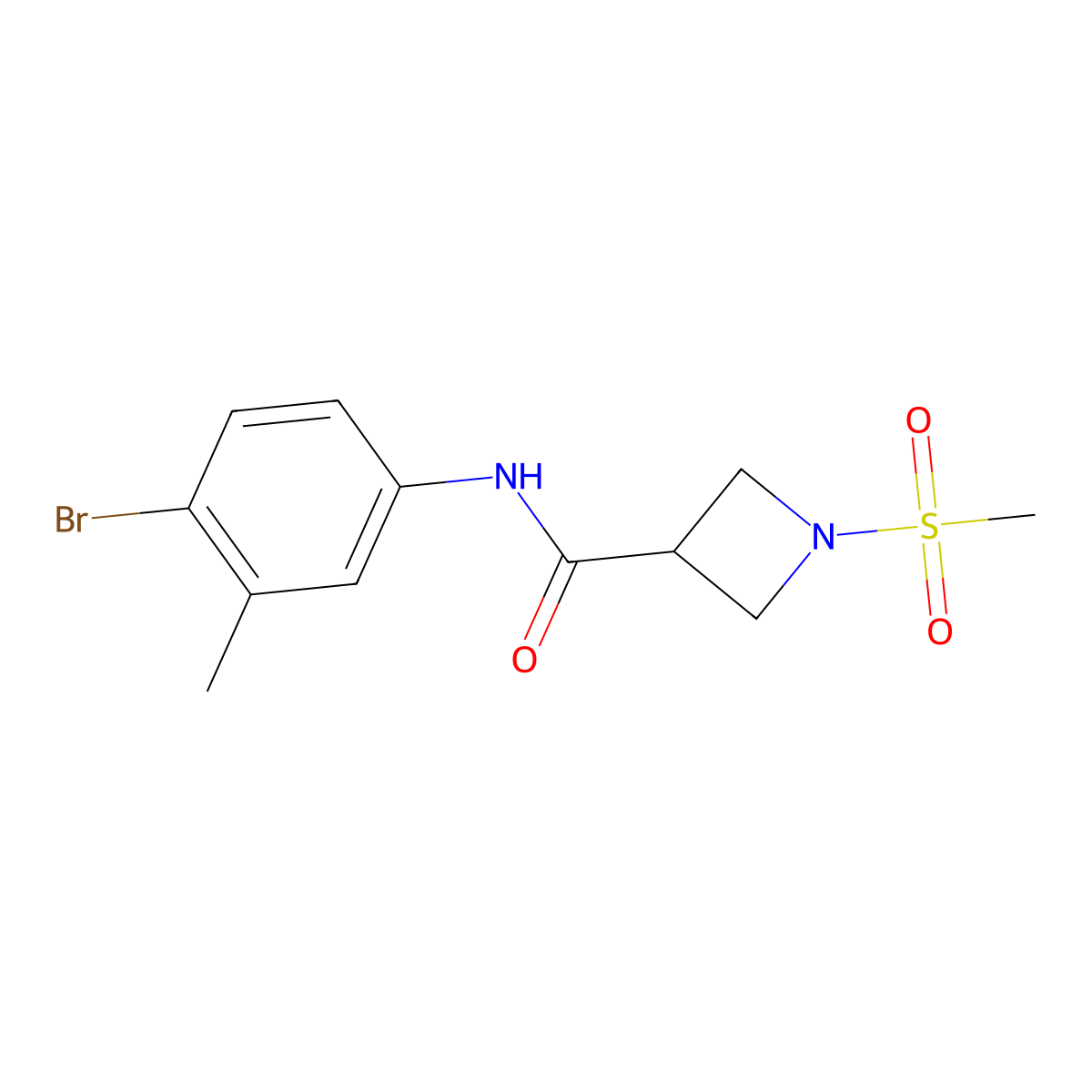 N-(4-bromo-3-methylphenyl)-1-(methylsulfonyl)azetidine-3-carboxamide molecular structure, CAS 1448031-22-8