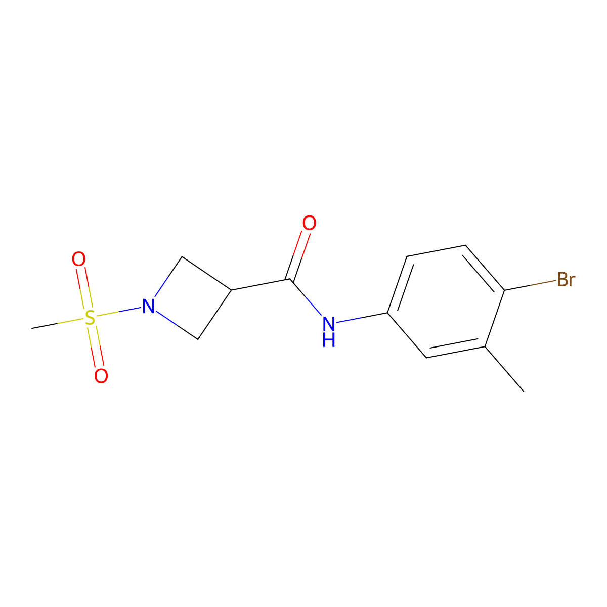 N-(4-bromo-3-methylphenyl)-1-(methylsulfonyl)azetidine-3-carboxamide molecular structure, CAS 1448031-22-8