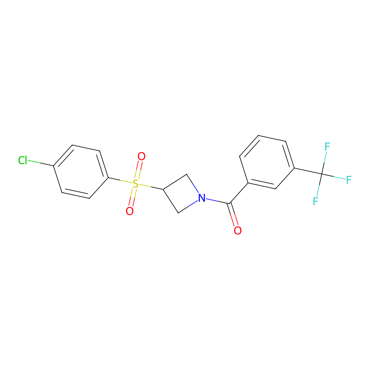 (3-((4-Chlorophenyl)sulfonyl)azetidin-1-yl)(3-(trifluoromethyl)phenyl)methanone molecular structure, CAS 1448031-25-1