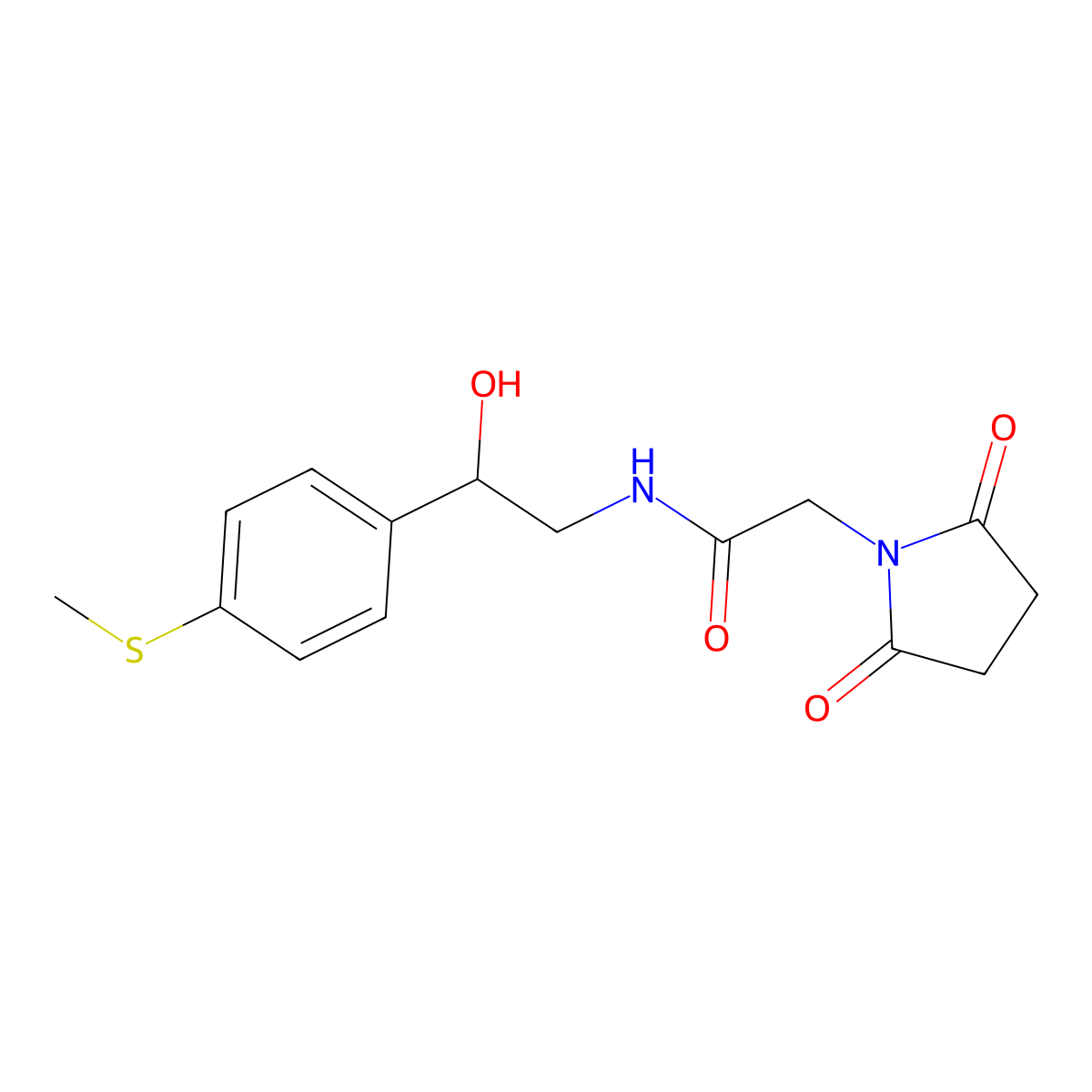 2-(2,5-dioxopyrrolidin-1-yl)-N-(2-hydroxy-2-(4-(methylthio)phenyl)ethyl)acetamide molecular structure, CAS 1448031-30-8