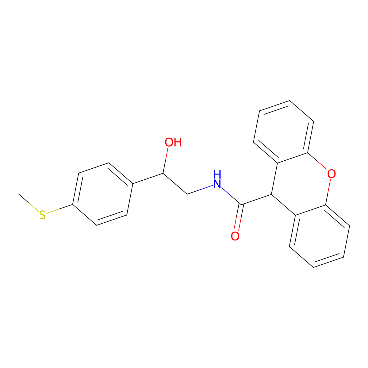 N-(2-hydroxy-2-(4-(methylthio)phenyl)ethyl)-9H-xanthene-9-carboxamide molecular structure, CAS 1448031-38-6