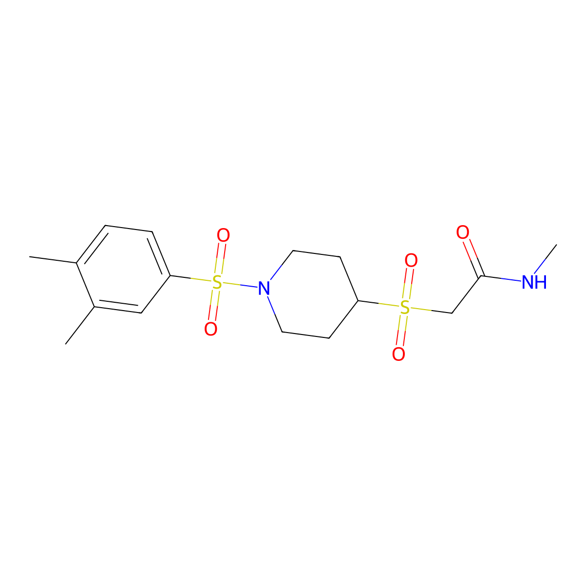 2-((1-((3,4-dimethylphenyl)sulfonyl)piperidin-4-yl)sulfonyl)-N-methylacetamide molecular structure, CAS 1448031-41-1