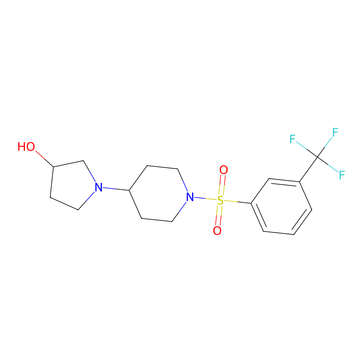 1-(1-((3-(Trifluoromethyl)phenyl)sulfonyl)piperidin-4-yl)pyrrolidin-3-ol molecular structure, CAS 1448031-43-3