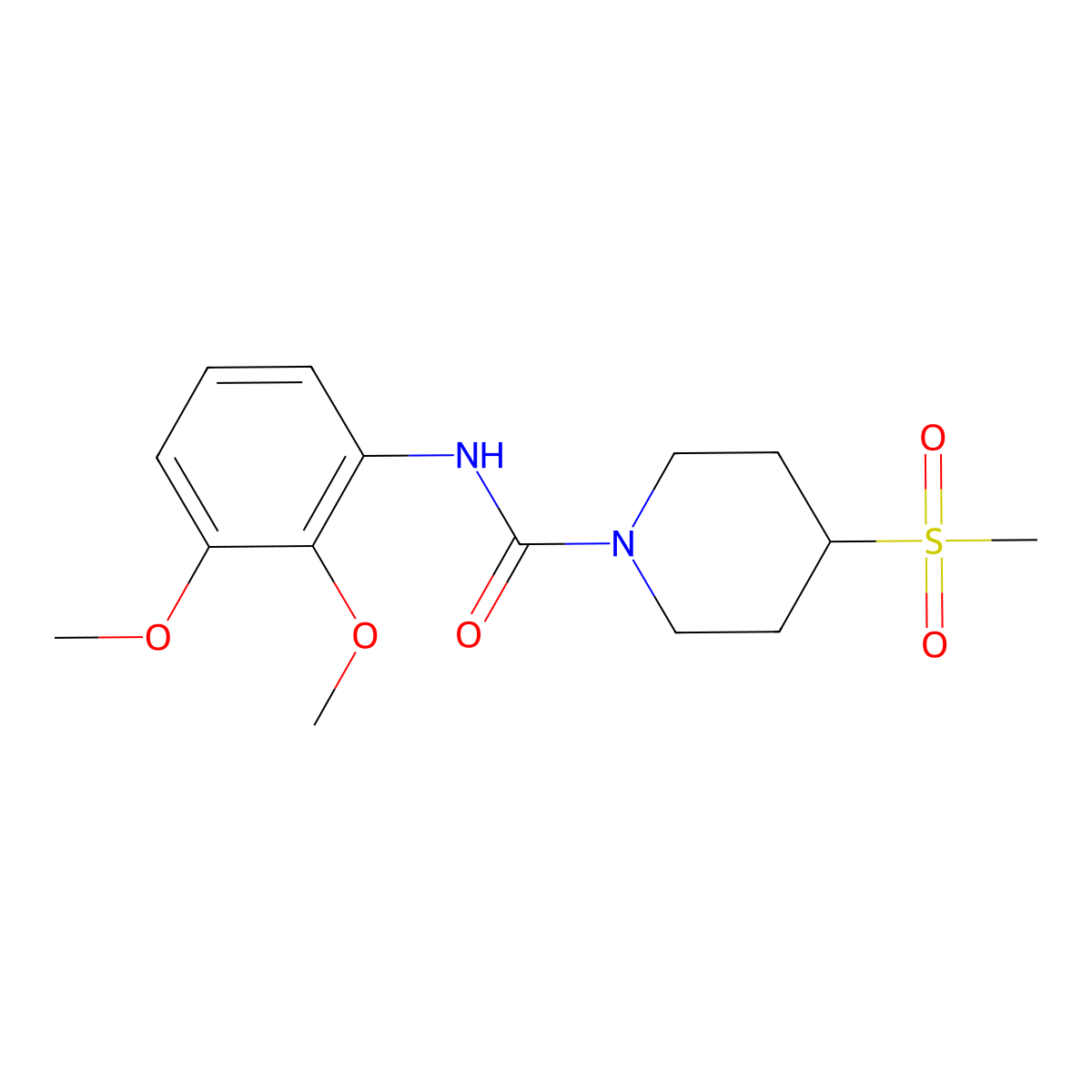 N-(2,3-dimethoxyphenyl)-4-(methylsulfonyl)piperidine-1-carboxamide molecular structure, CAS 1448031-44-4