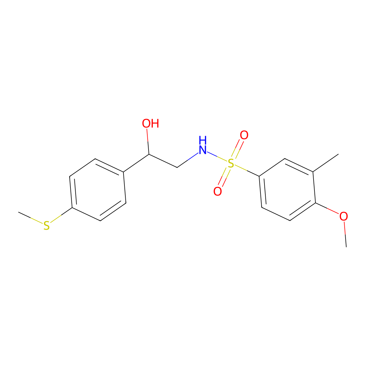 N-(2-hydroxy-2-(4-(methylthio)phenyl)ethyl)-4-methoxy-3-methylbenzenesulfonamide molecular structure, CAS 1448031-47-7