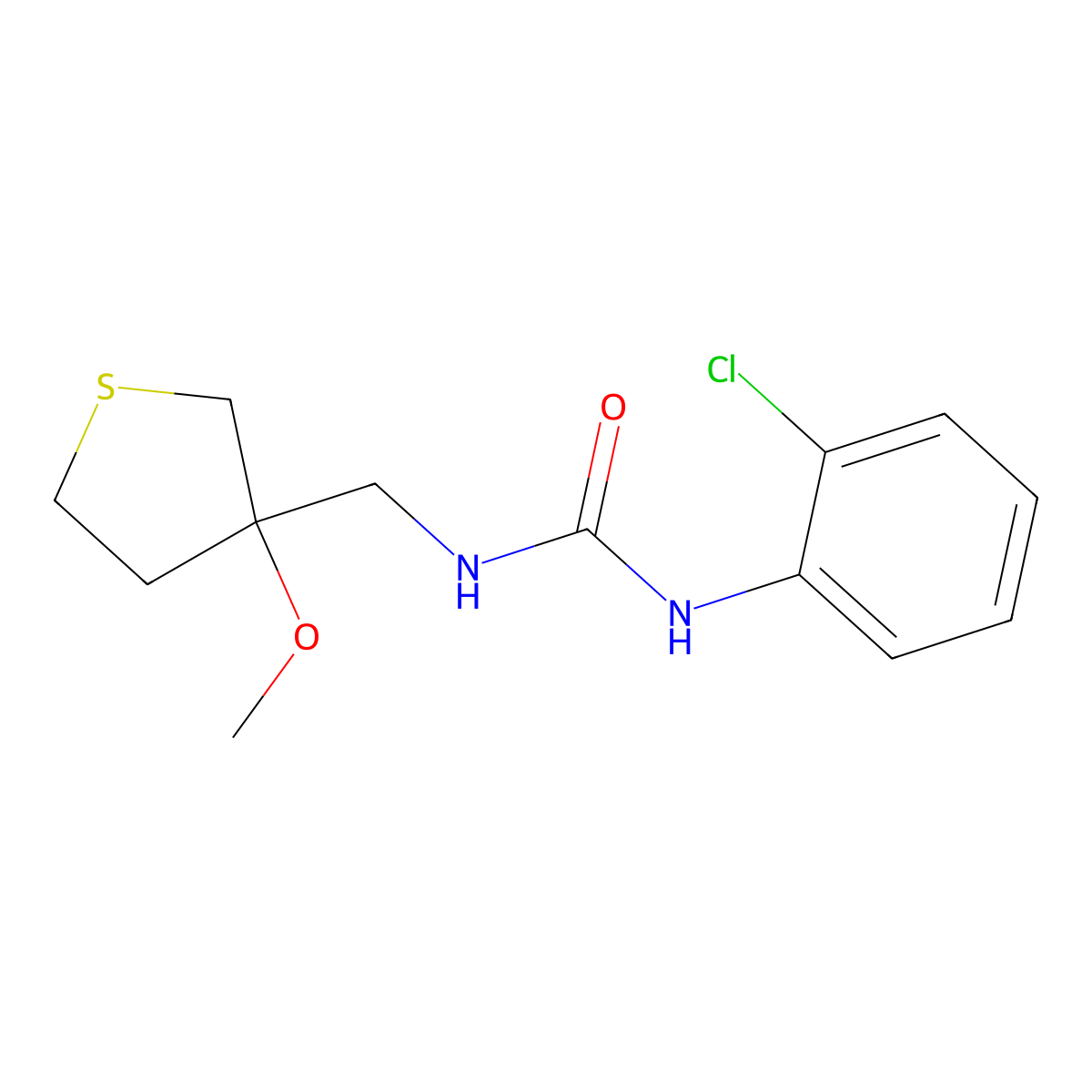 1-(2-Chlorophenyl)-3-[(3-methoxythiolan-3-YL)methyl]urea molecular structure, CAS 1448031-48-8