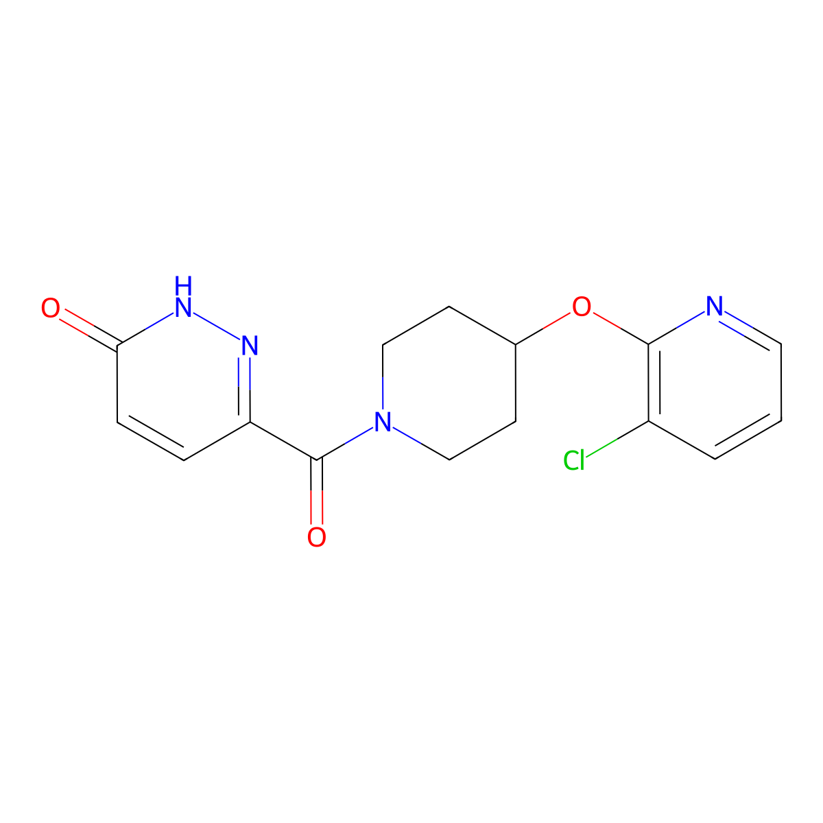 6-(4-((3-chloropyridin-2-yl)oxy)piperidine-1-carbonyl)pyridazin-3(2H)-one molecular structure, CAS 1448031-50-2