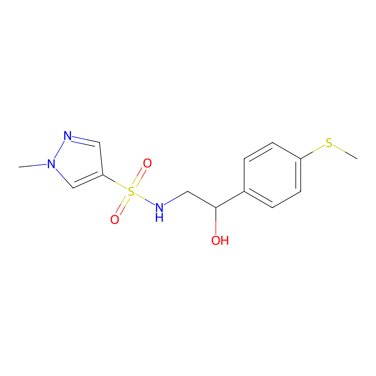 N-(2-hydroxy-2-(4-(methylthio)phenyl)ethyl)-1-methyl-1H-pyrazole-4-sulfonamide molecular structure, CAS 1448033-17-7