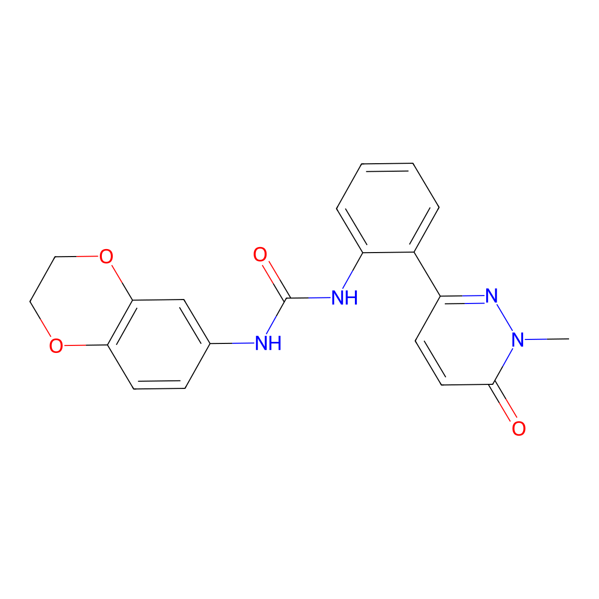 1-(2,3-Dihydrobenzo[b][1,4]dioxin-6-yl)-3-(2-(1-methyl-6-oxo-1,6-dihydropyridazin-3-yl)phenyl)urea molecular structure, CAS 1448033-18-8