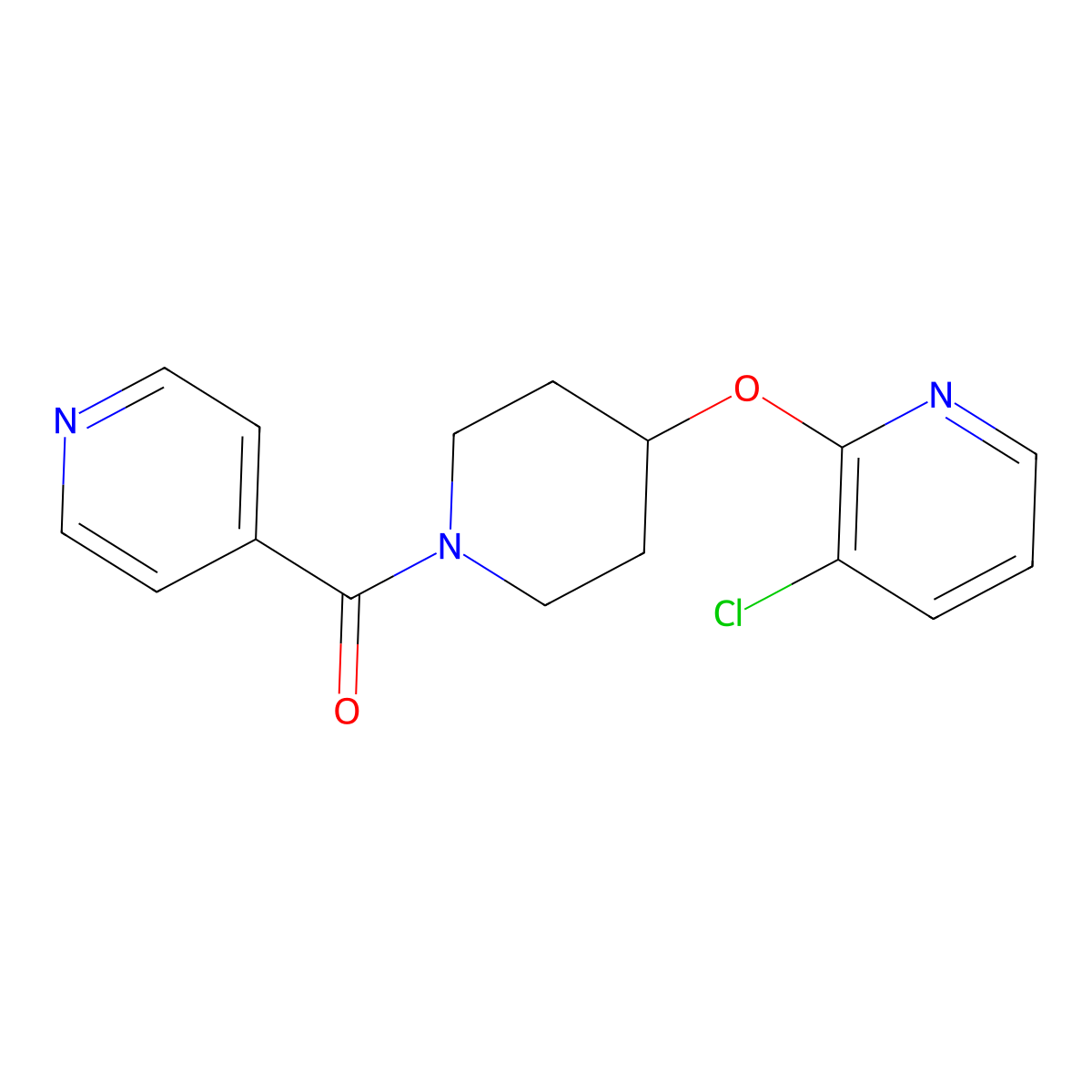 (4-((3-Chloropyridin-2-yl)oxy)piperidin-1-yl)(pyridin-4-yl)methanone molecular structure, CAS 1448033-20-2