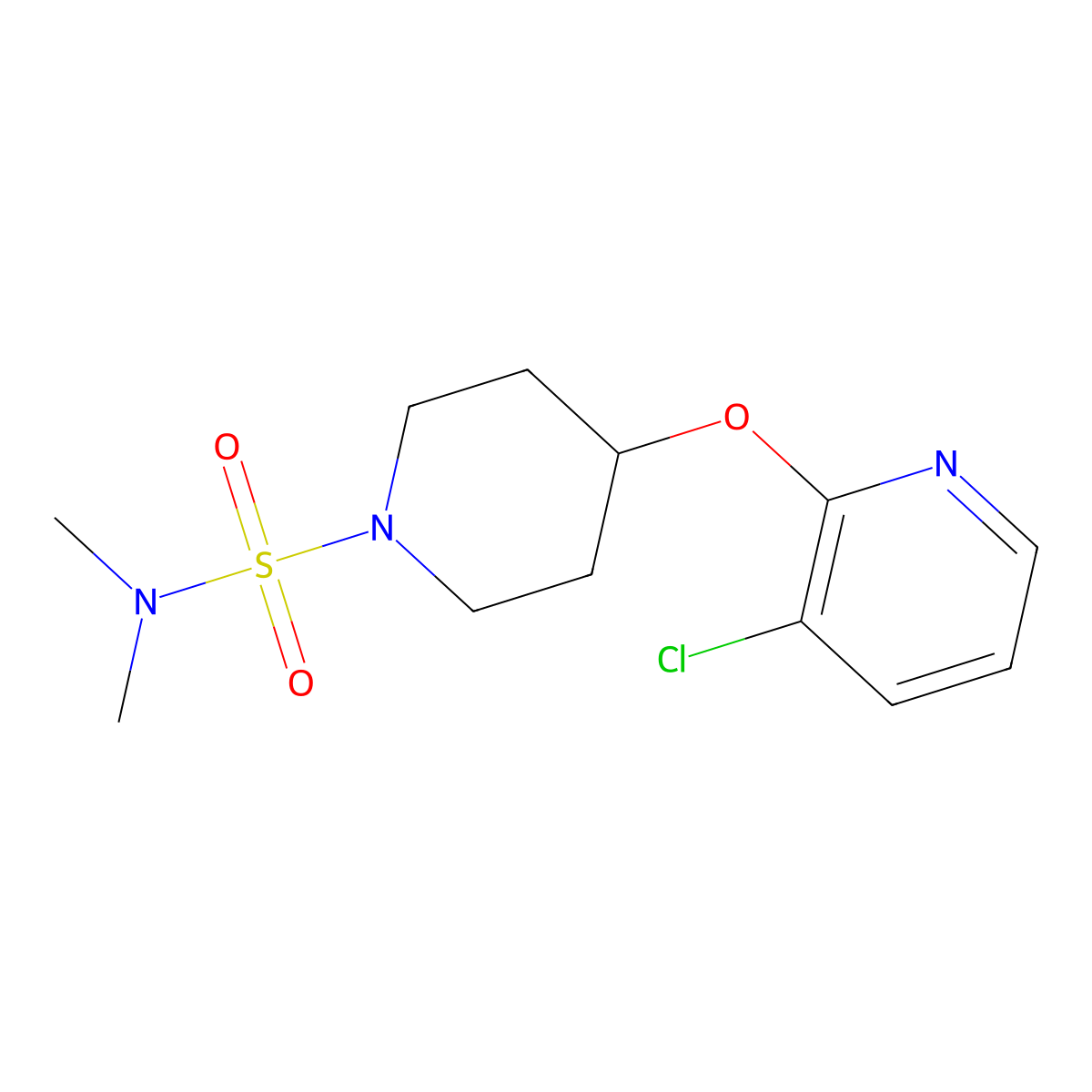 4-((3-chloropyridin-2-yl)oxy)-N,N-dimethylpiperidine-1-sulfonamide molecular structure, CAS 1448033-30-4
