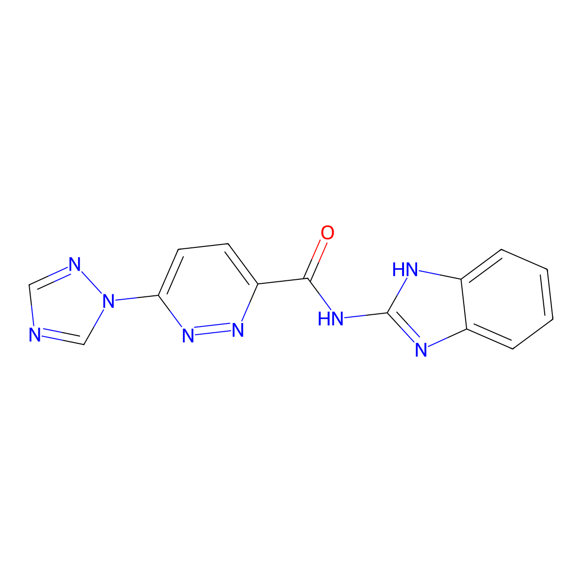 N-(1H-benzo[d]imidazol-2-yl)-6-(1H-1,2,4-triazol-1-yl)pyridazine-3-carboxamide molecular structure, CAS 1448033-38-2