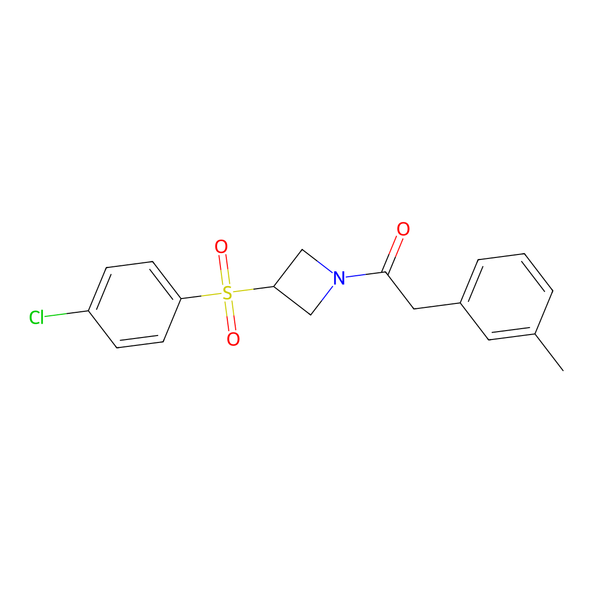 1-(3-((4-Chlorophenyl)sulfonyl)azetidin-1-yl)-2-(m-tolyl)ethanone molecular structure, CAS 1448033-39-3