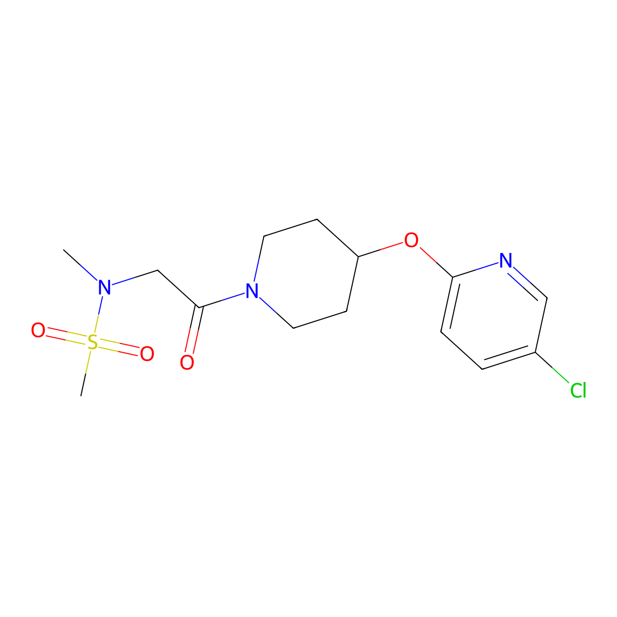 N-(2-(4-((5-chloropyridin-2-yl)oxy)piperidin-1-yl)-2-oxoethyl)-N-methylmethanesulfonamide molecular structure, CAS 1448033-46-2