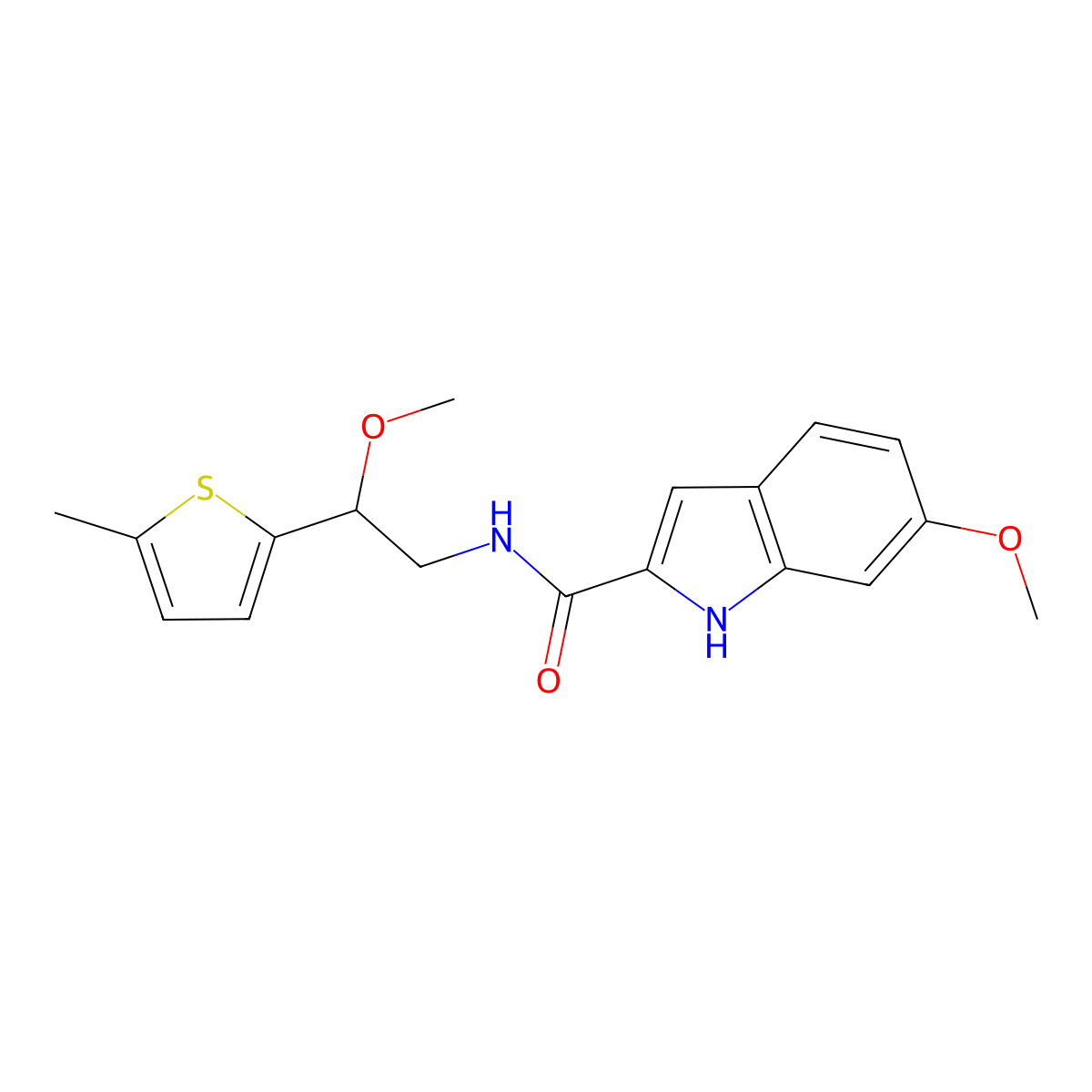 6-Methoxy-N-[2-methoxy-2-(5-methylthiophen-2-YL)ethyl]-1H-indole-2-carboxamide molecular structure, CAS 1448033-48-4