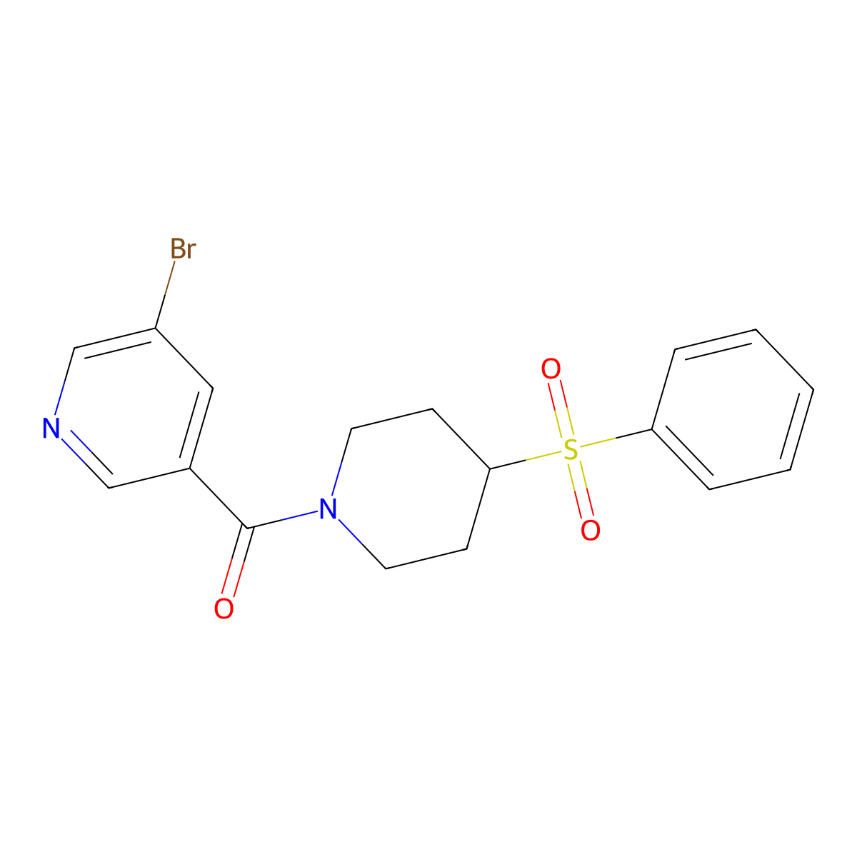 (5-Bromopyridin-3-yl)(4-(phenylsulfonyl)piperidin-1-yl)methanone molecular structure, CAS 1448033-49-5