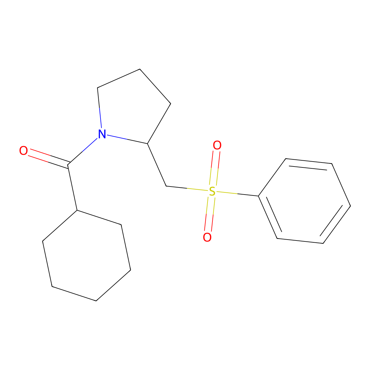 Cyclohexyl(2-((phenylsulfonyl)methyl)pyrrolidin-1-yl)methanone molecular structure, CAS 1448033-52-0
