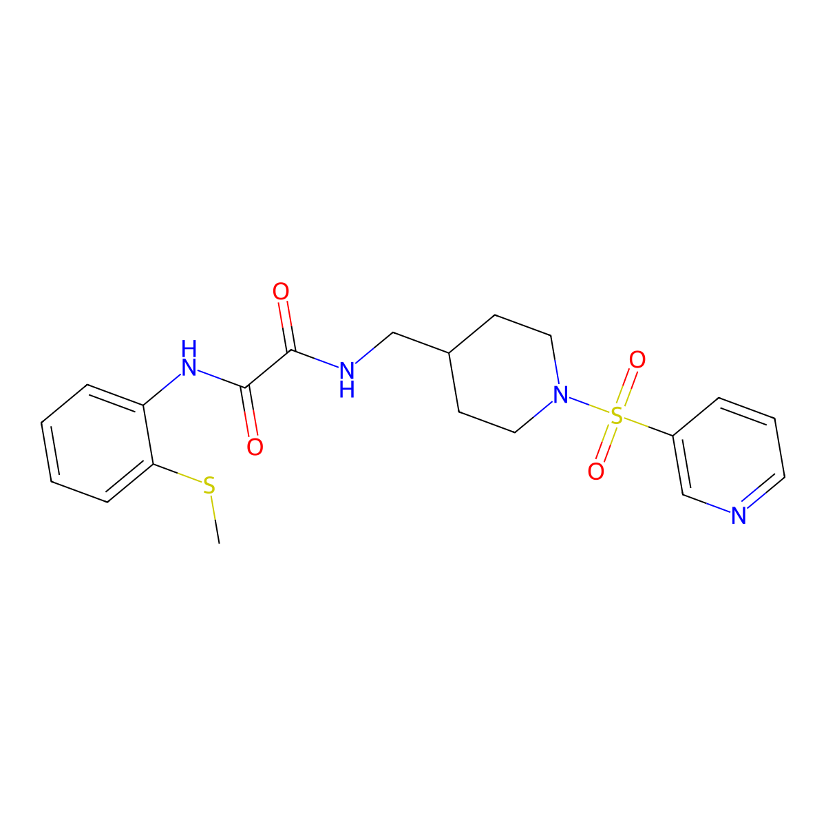 N1-(2-(methylthio)phenyl)-N2-((1-(pyridin-3-ylsulfonyl)piperidin-4-yl)methyl)oxalamide molecular structure, CAS 1448033-55-3