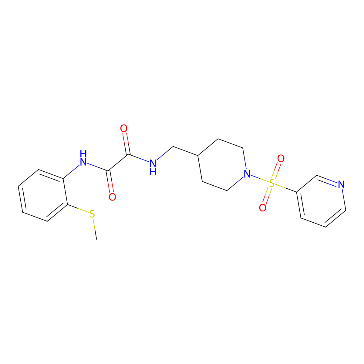 N1-(2-(methylthio)phenyl)-N2-((1-(pyridin-3-ylsulfonyl)piperidin-4-yl)methyl)oxalamide molecular structure, CAS 1448033-55-3