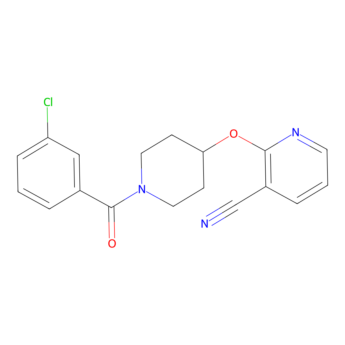 2-((1-(3-Chlorobenzoyl)piperidin-4-yl)oxy)nicotinonitrile molecular structure, CAS 1448033-56-4