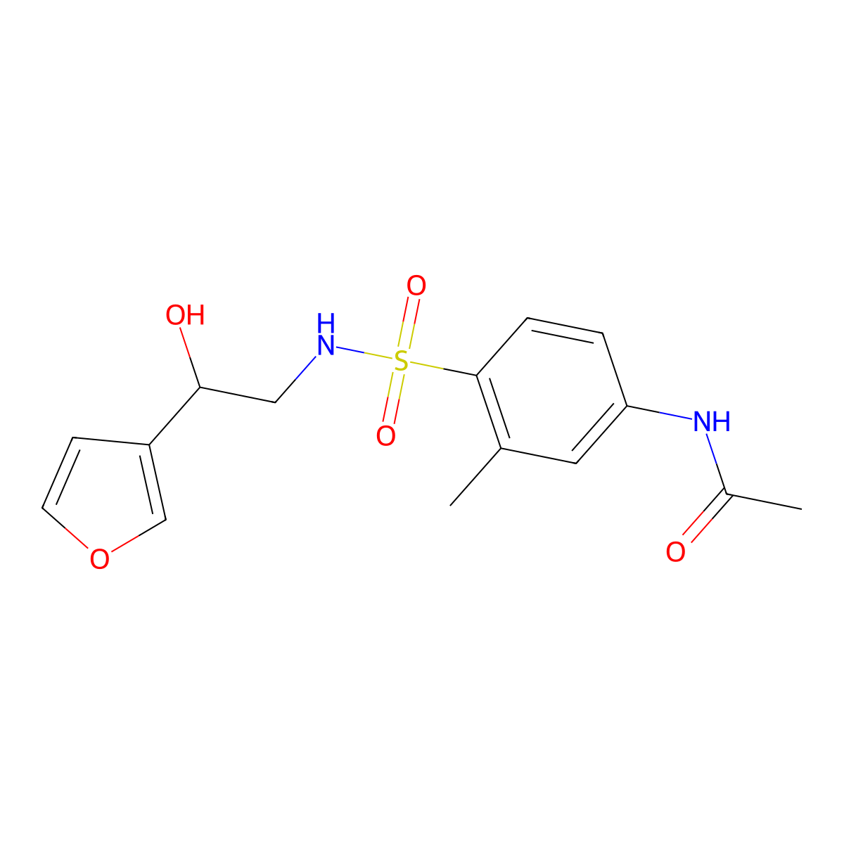 N-(4-(N-(2-(furan-3-yl)-2-hydroxyethyl)sulfamoyl)-3-methylphenyl)acetamide molecular structure, CAS 1448033-58-6