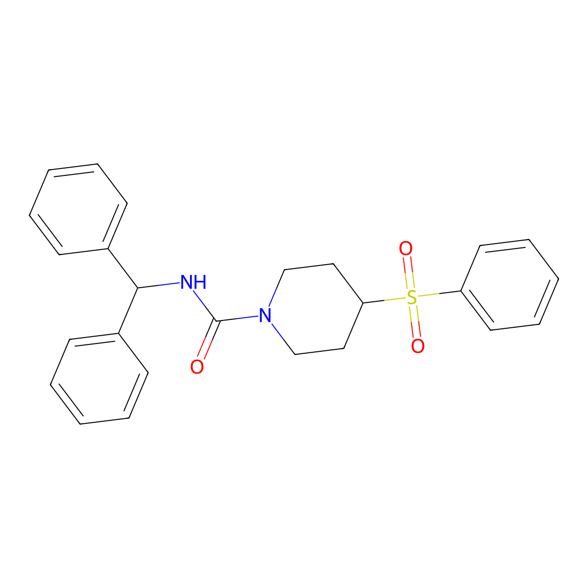 N-benzhydryl-4-(phenylsulfonyl)piperidine-1-carboxamide molecular structure, CAS 1448033-59-7
