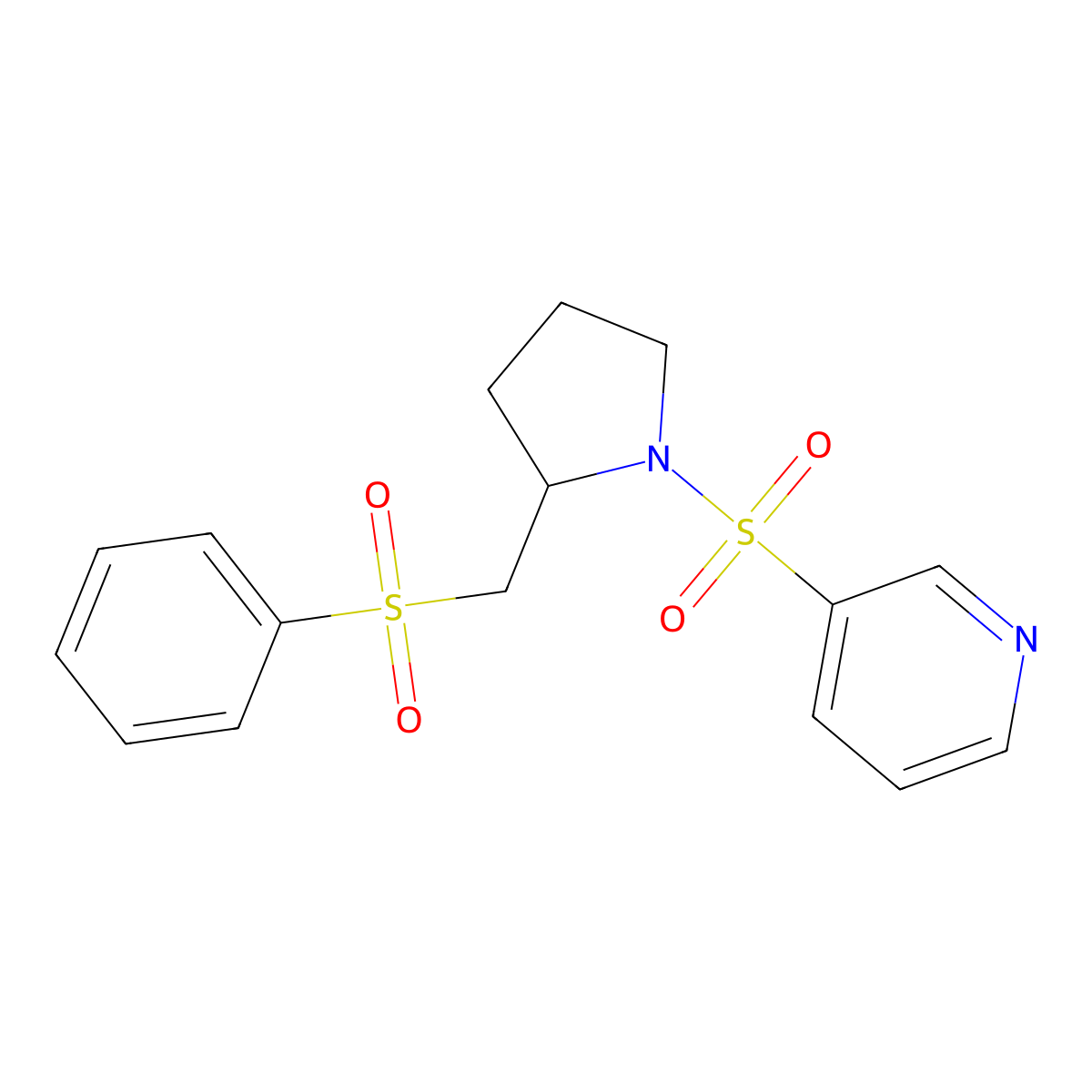 3-((2-((Phenylsulfonyl)methyl)pyrrolidin-1-yl)sulfonyl)pyridine molecular structure, CAS 1448033-60-0