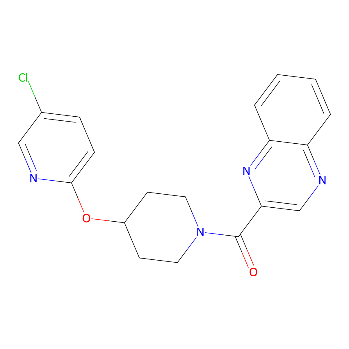 (4-((5-Chloropyridin-2-yl)oxy)piperidin-1-yl)(quinoxalin-2-yl)methanone molecular structure, CAS 1448033-79-1